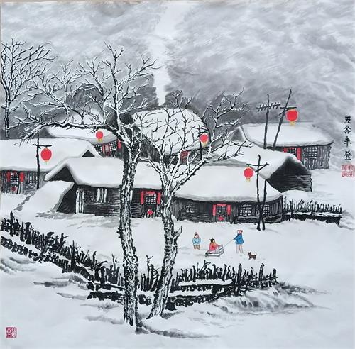 画家靳宝华雪景画展作品